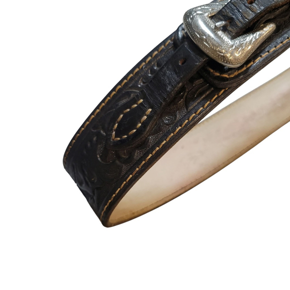High-Rider Solid Nickle Silver Buckle Genuine Leather Western Belt 40\